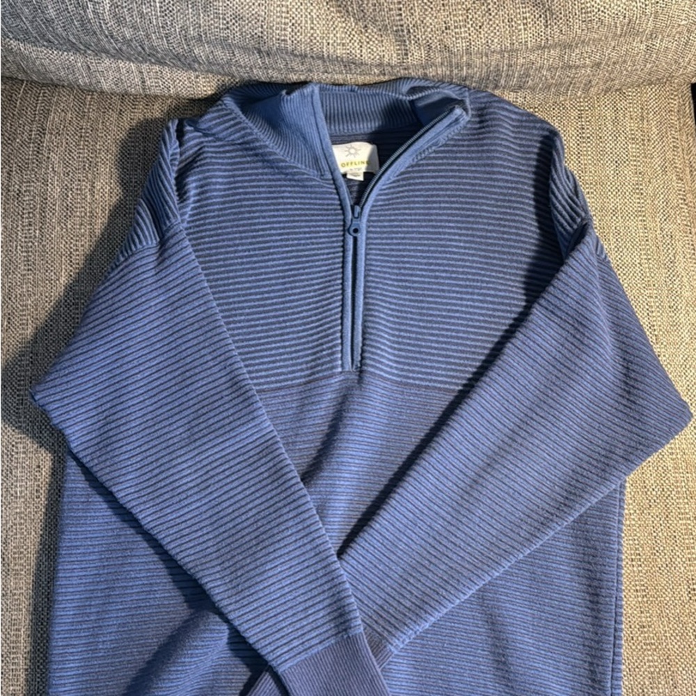 Aerie Women’s Ribbed Blue Zip-Up Sweater